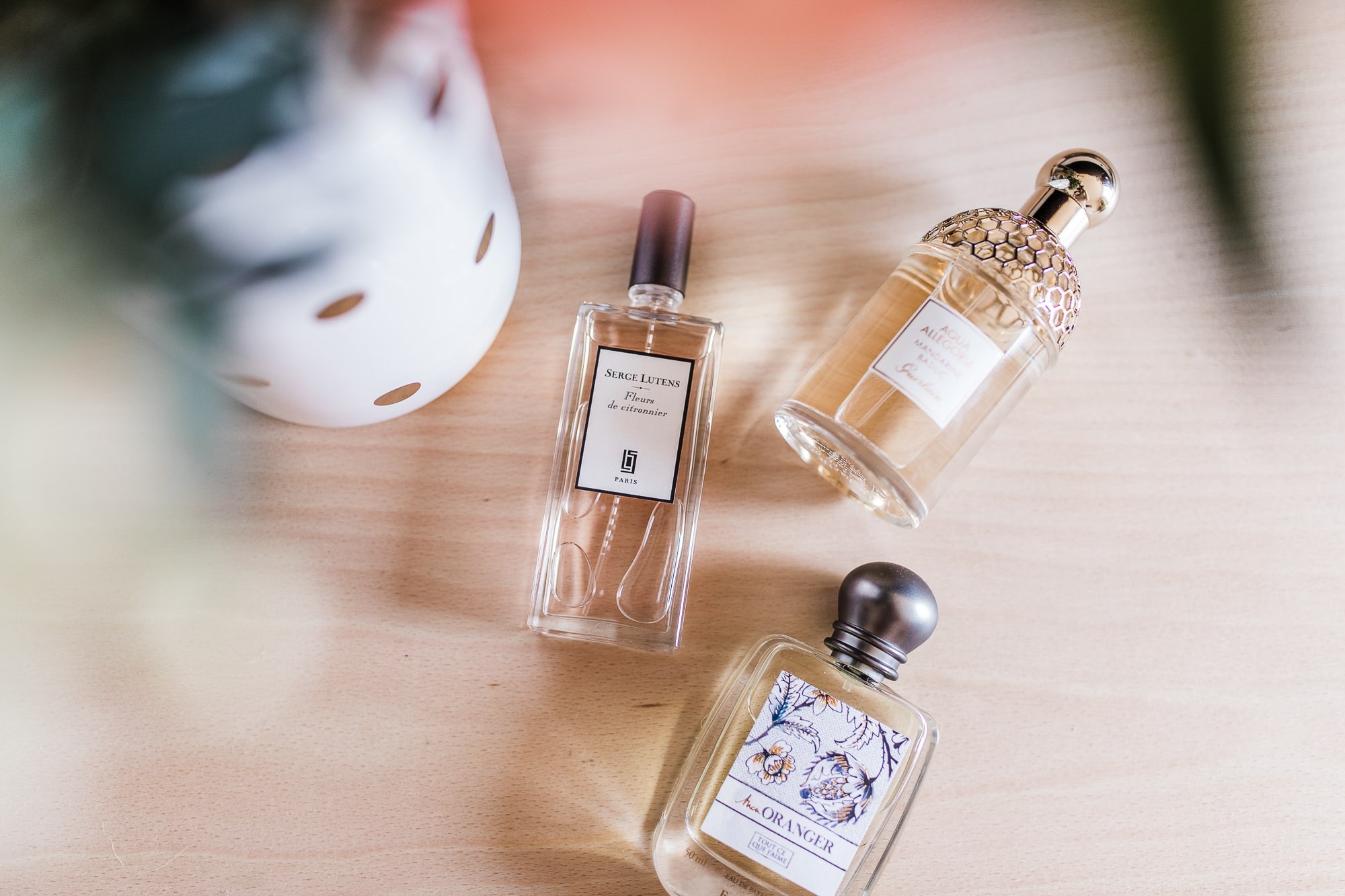 Premiers jours de printemps : mes parfums préférés - Serge Lutens Fleur de Citronnier, Fragonard Mon Oranger, Guerlain Aqua Allegoria Mandarine Basilic